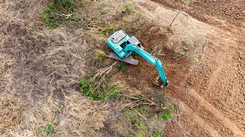 The top view of the deforestation. Stock Photos