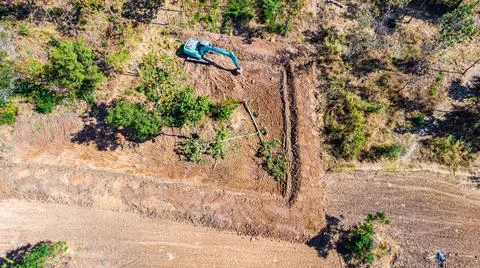The top view of the deforestation. Stock-Fotos