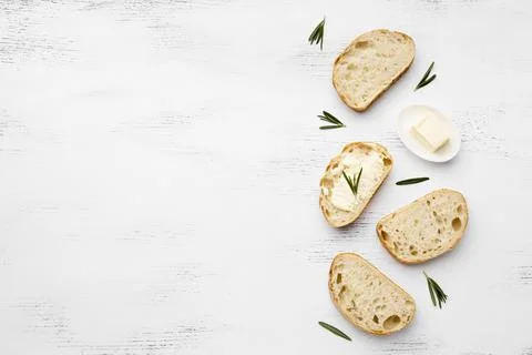 Top view delicious bread concept with copy space Stock Photos