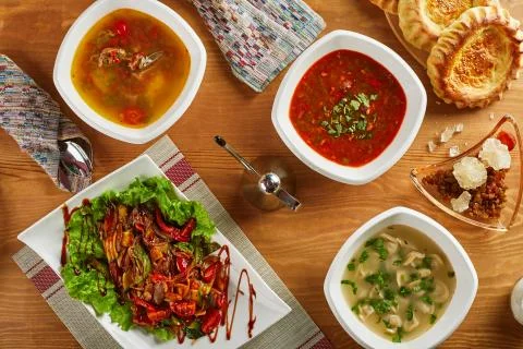 Top view of delicious dinner Stock Photos