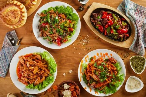 Top view of delicious dinner Stock Photos