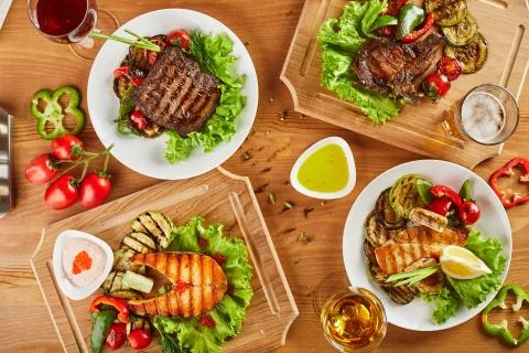 Top view of delicious dinner Stock Photos