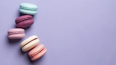 Top view delicious macarons with copy space. High quality and resolution Stock Photos