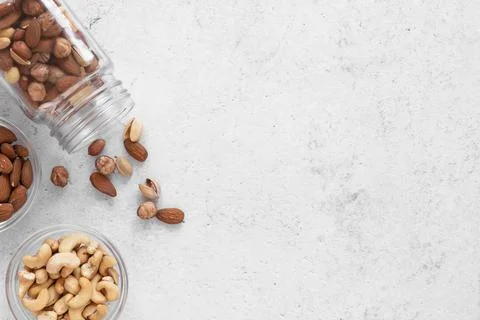 Top view delicious nuts with copy space. High quality and resolution beautiful Stock Photos