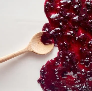 Top view of a delicious raspberry jam texture Stock Photos