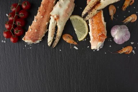 Top view delicious seafood table Stock Photos