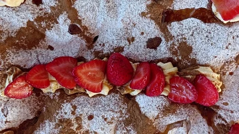 Top View of Delicious Strawberry Pie Stock Footage 342327756