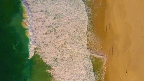 Top View Of A Deserted Beach. The Coast Of The Atlantic Ocean Stock Footage 96729346