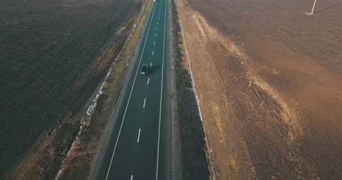 Top view of a deserted highway. Drone view Stock Footage 145871637