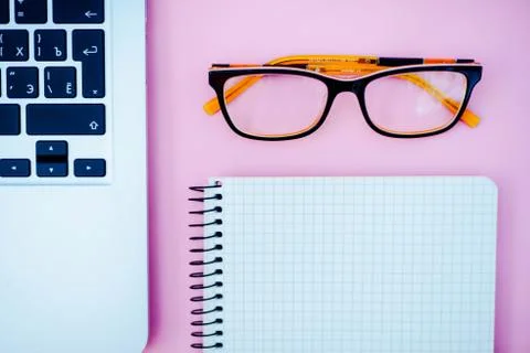 Top view desk hero header with copy space Stock Photos
