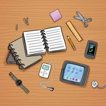 Top View of Desk Stock Illustration