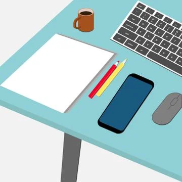 Top view of a desk Stock Illustration