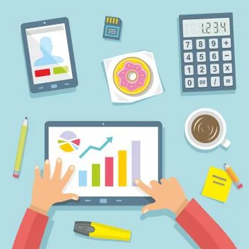 Top view of desktop Stock Illustration