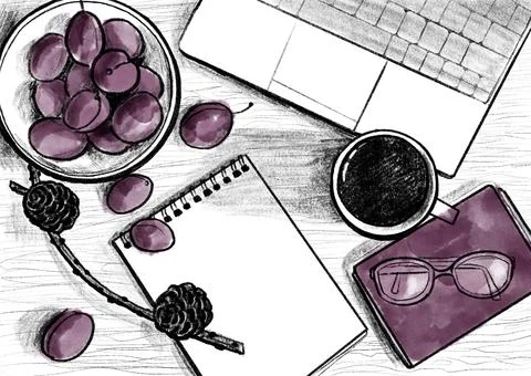 Top view of desktop Stock Illustration