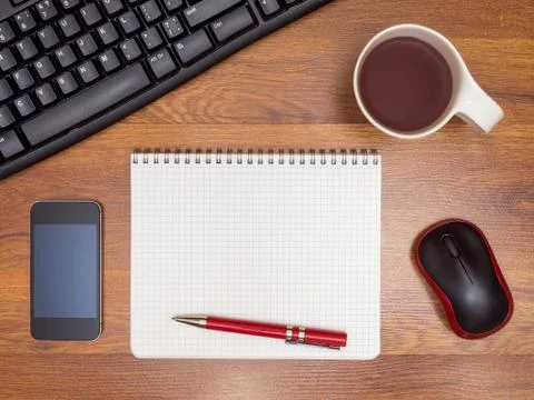 Top view on the desktop Stock Photos