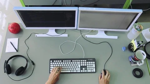 Top view of the desktop programmer Stock Footage 75315936