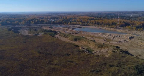 Top view of the development of sand pit Stock Footage 97479215