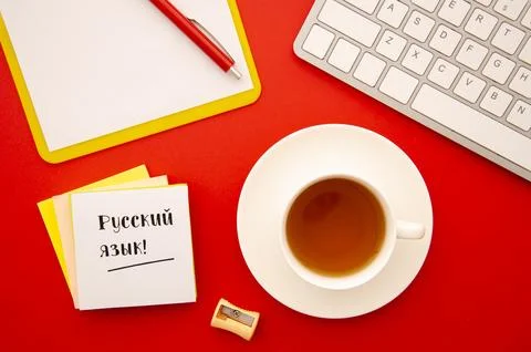 Top view with different objects learning new language Stock Photos