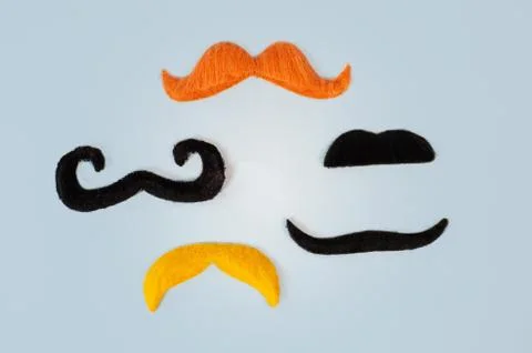 Top view different types and shapes of mustaches Foto stock