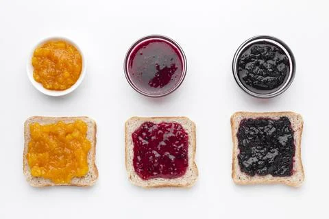 Top view different types jam. High quality and resolution beautiful photo c.. Stock Photos