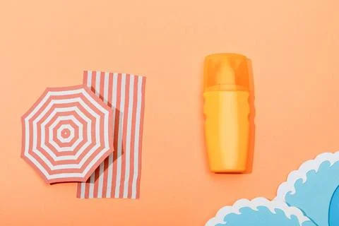 Top view dispenser bottle sunscreen Stock Photos