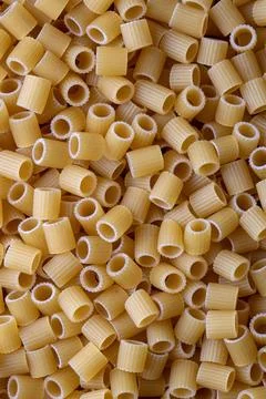 Top view of ditalini type raw pasta - bead pasta Stock Photos