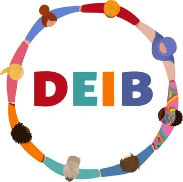 Top view of diverse group in circle representing DEIB unity and inclusion Stock Illustration