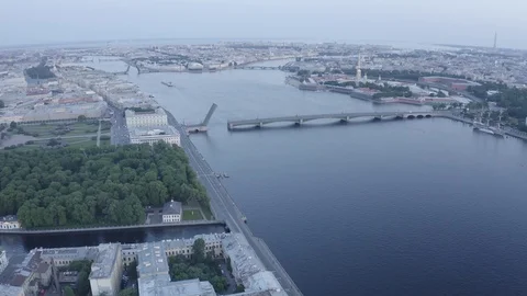 Top view on a divorced bridge in Saint Petersburg Stock Footage 124251681