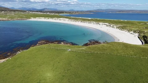 Top view of Dogs Bay beach in County Galway, Ireland. Stock Footage 343936850
