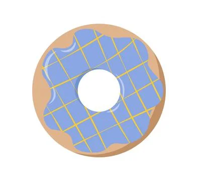 Top view at donut. Donut in blue checkered chocolate glaze. Dessert and delicacy Stock Illustration
