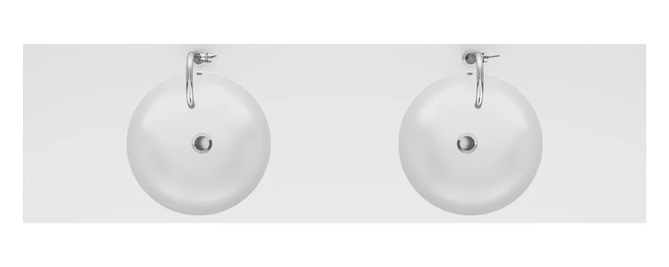 Top view of double ceramic bathroom sink isolated on white background Stock-Illustration