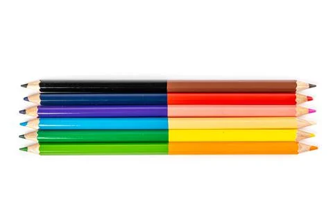 Top view, double-sided colored pencils Stock Photos