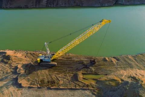 Top view of dredging crane Stock Photos
