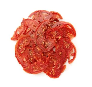 Top view of dried tomato slices Top view of dried tomato slices isolated o... Stock Photos