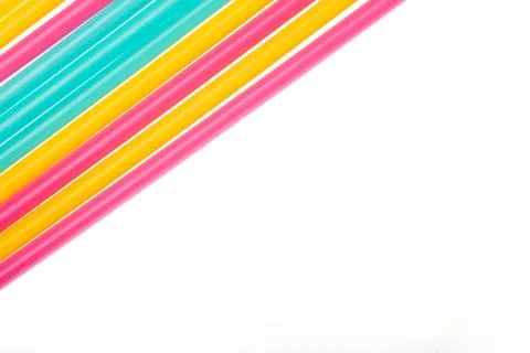 Top view of drinking straws with text area Stock Photos