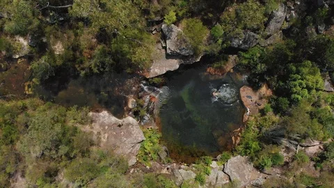 Top view drone aerial of nude person swi... | Stock Video | Pond5