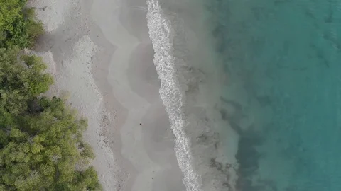 Top View of a drone on the beach in Martinique Caribbean Stock Footage 104357183