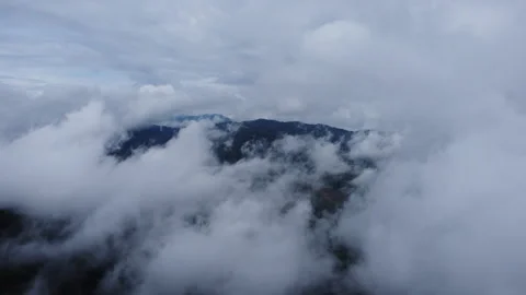 Top view from drone of beautiful mountain tropical forest during winter  Vídeo Stock 222490797