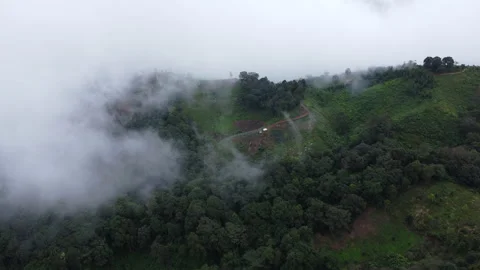 Top view from drone of beautiful mountain tropical forest during winter  Stock Footage 222495087