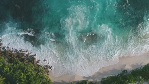 Top view from a drone camera in 4K to the ocean. Stock Footage 153122916
