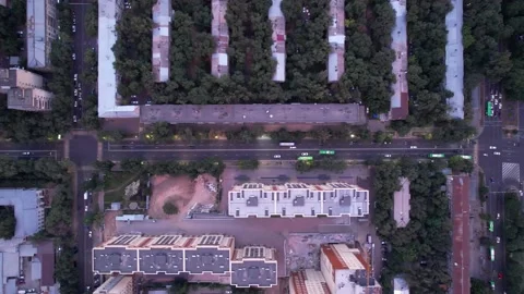 Top view from a drone on central road of Almaty Stock Footage 202875688