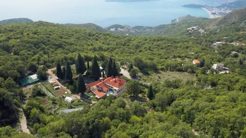 Top view from drone. Dulevo (Duljevo) monastery complex. Stock Footage 189195838