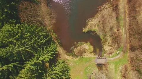 Top view drone flight across the Eutersee Stock Footage 74348566