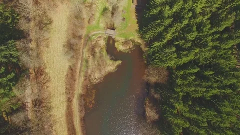 Top view drone flight across the Eutersee Stock Footage 74349568