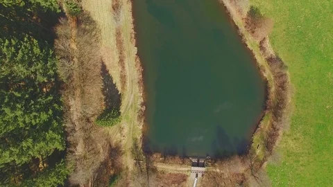 Top view drone flight across the Eutersee Stock Footage 74349900