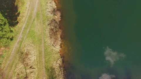 Top view drone flight across the Eutersee Stock Footage 74350057