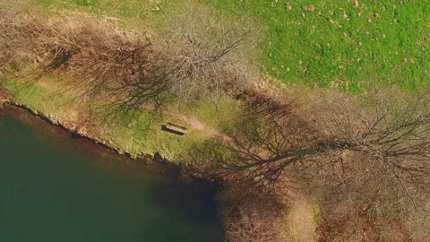 Top view drone flight across the Eutersee Stock Footage 74350363