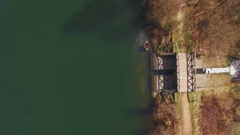 Top view drone flight across the Eutersee Stock Footage 74350554