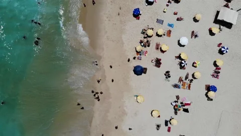 Top view of Drone flying downwards in Barra da Tijuca beach Stock Footage 149559168