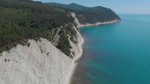 Top view from Drone flying over the high white rocks Stock Footage 126828818